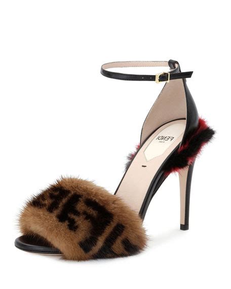 fendi ff mink heels|Fendi black mink sandals.